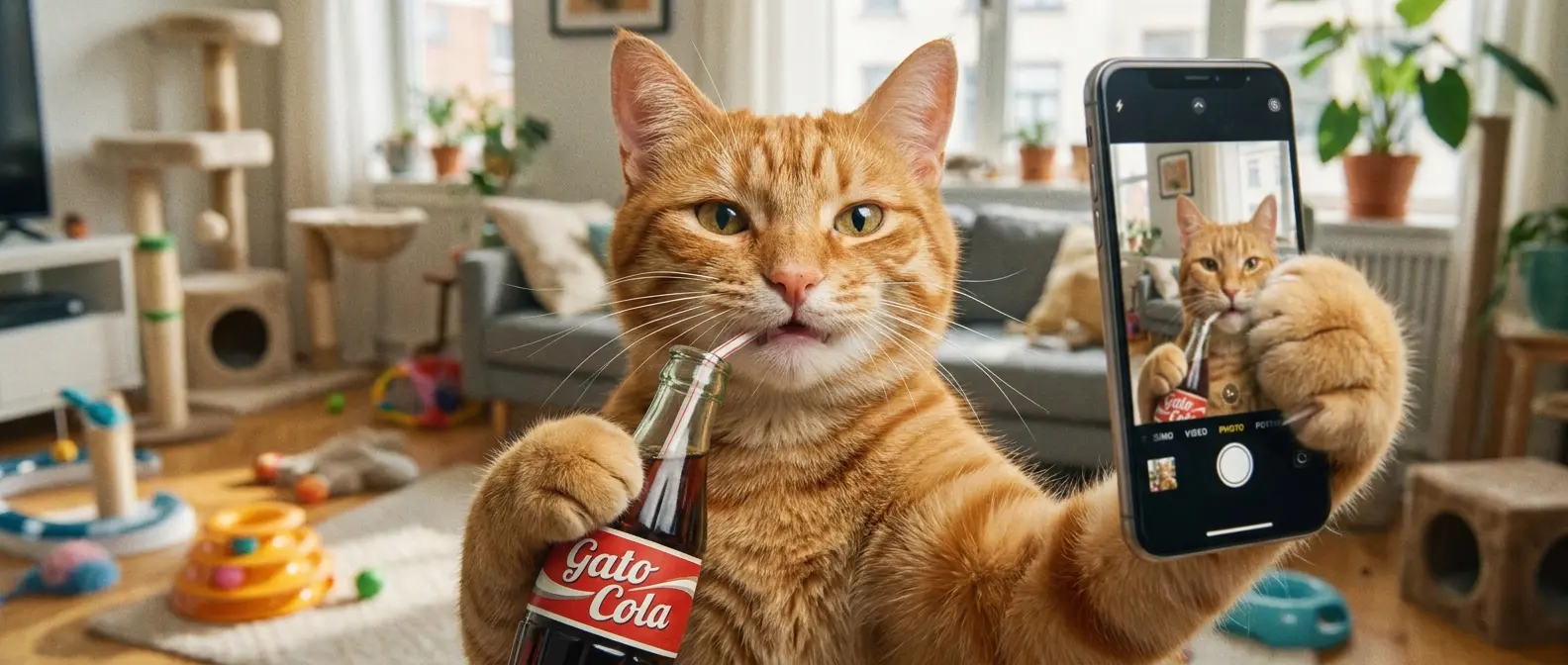 Cat Soda Selfie