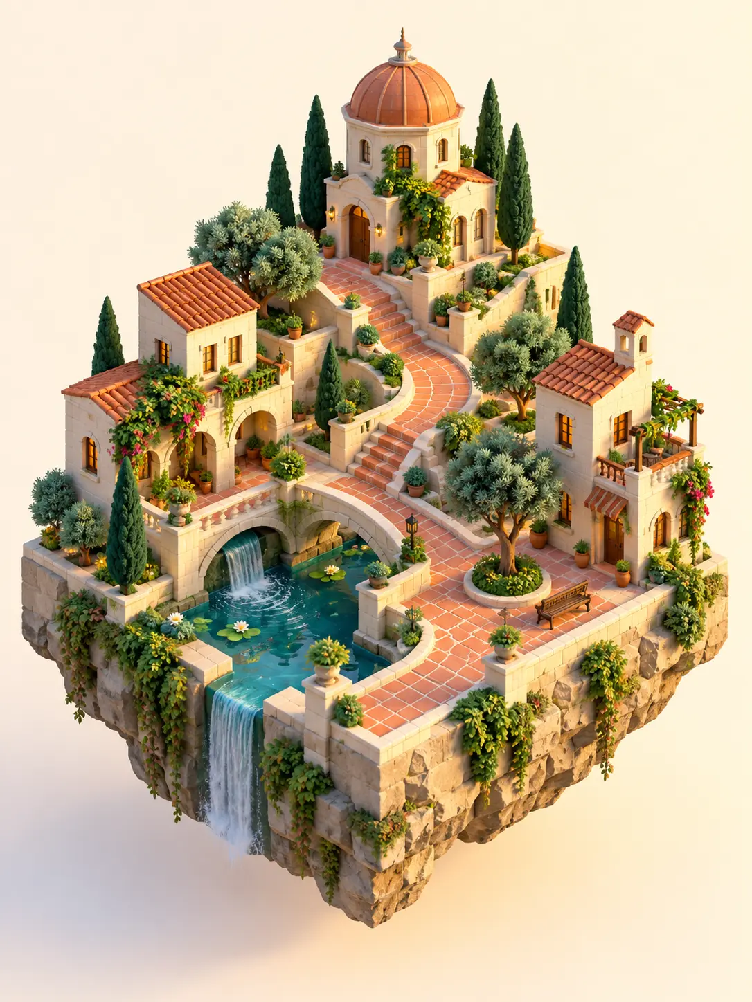 3D image generator turning a scene brief into an isometric three-dimensional environment