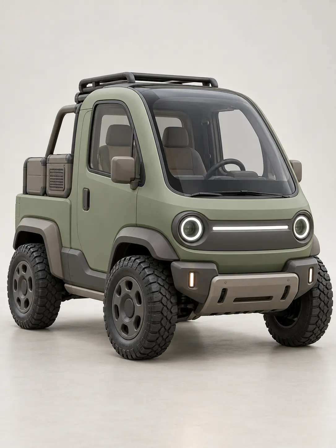 3D image generator rendering a compact futuristic utility vehicle concept