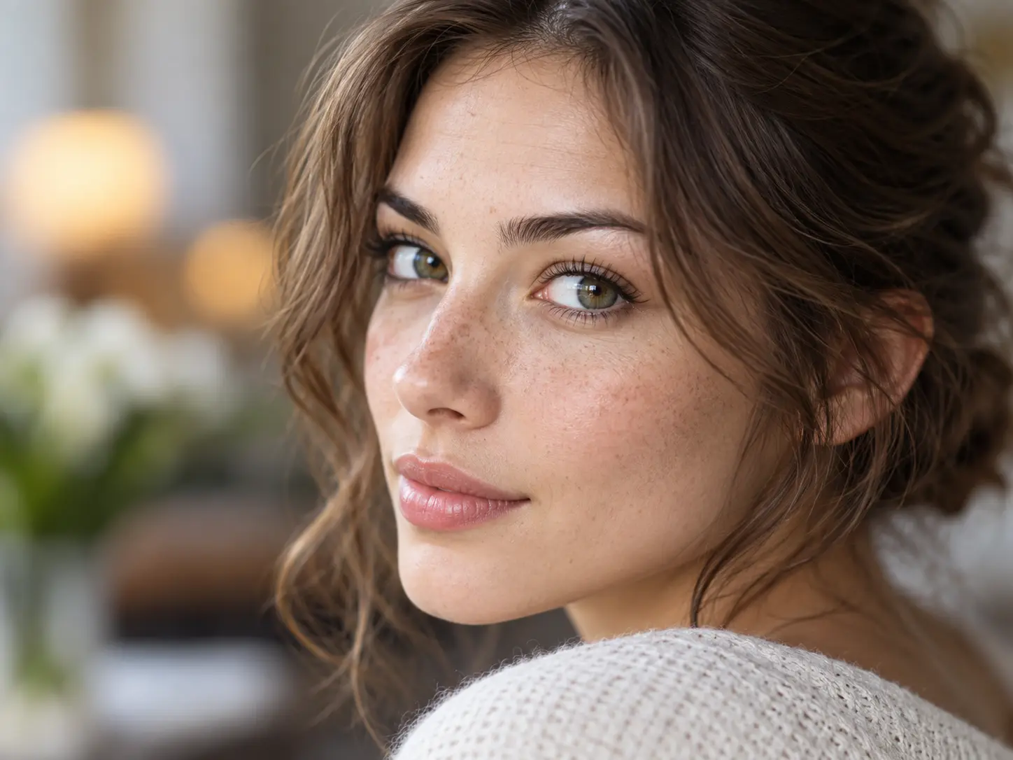 Close comparison showing soft portrait detail becoming a cleaner higher-resolution image with reconstructed edges