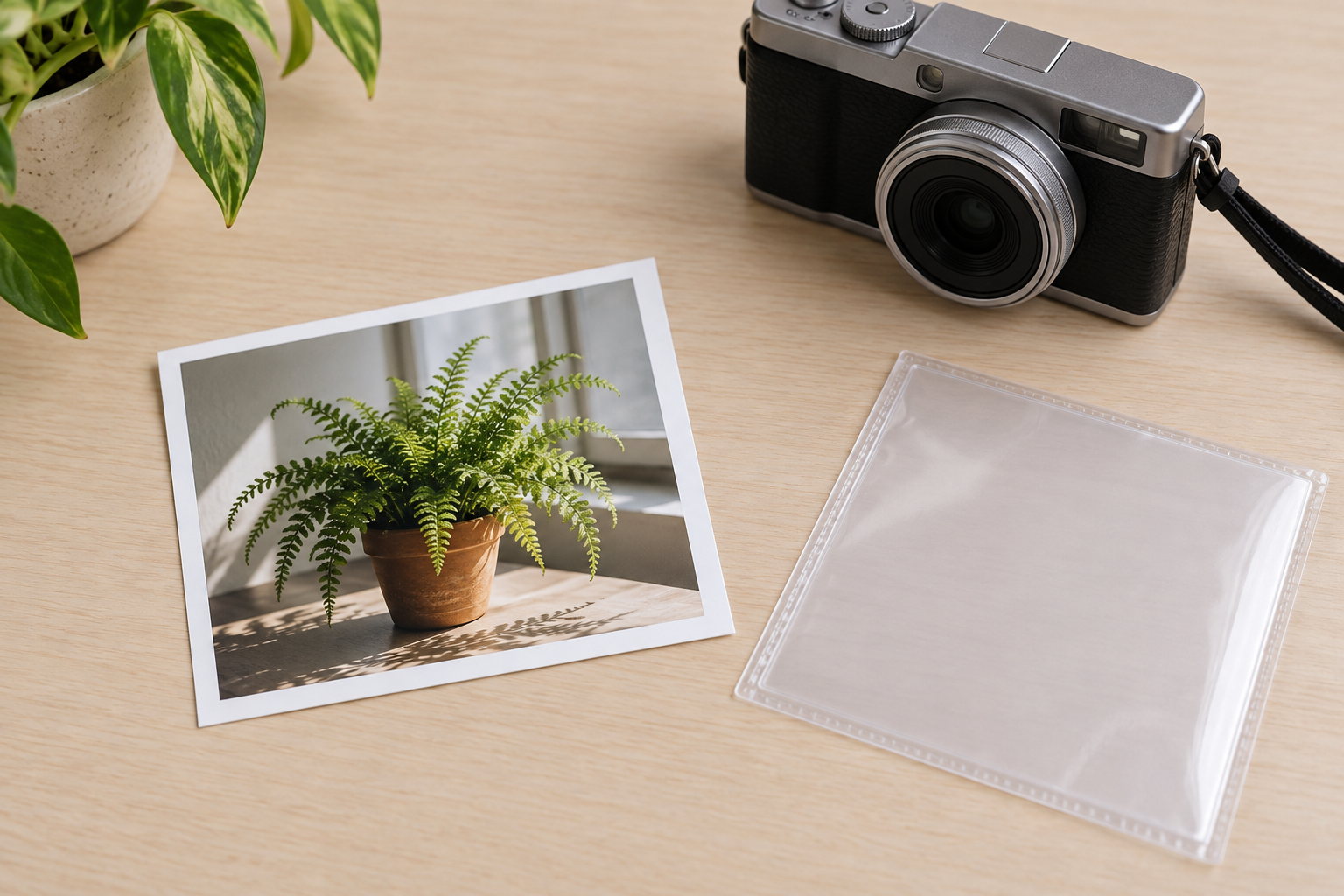 Small printed photograph placed beside its digital source file before 4K upscaling