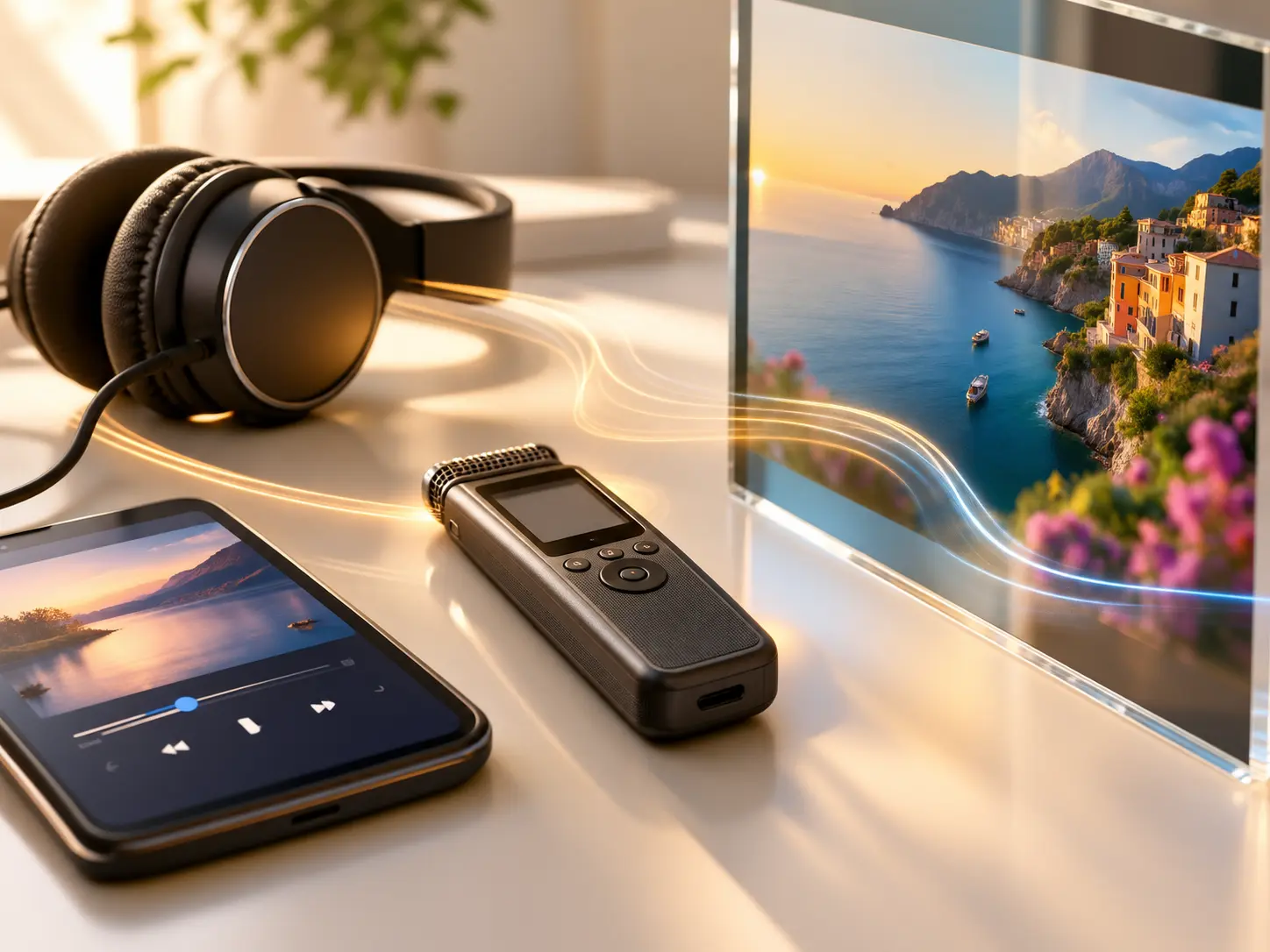 Music and narration inputs guiding the mood and pacing of a generated video