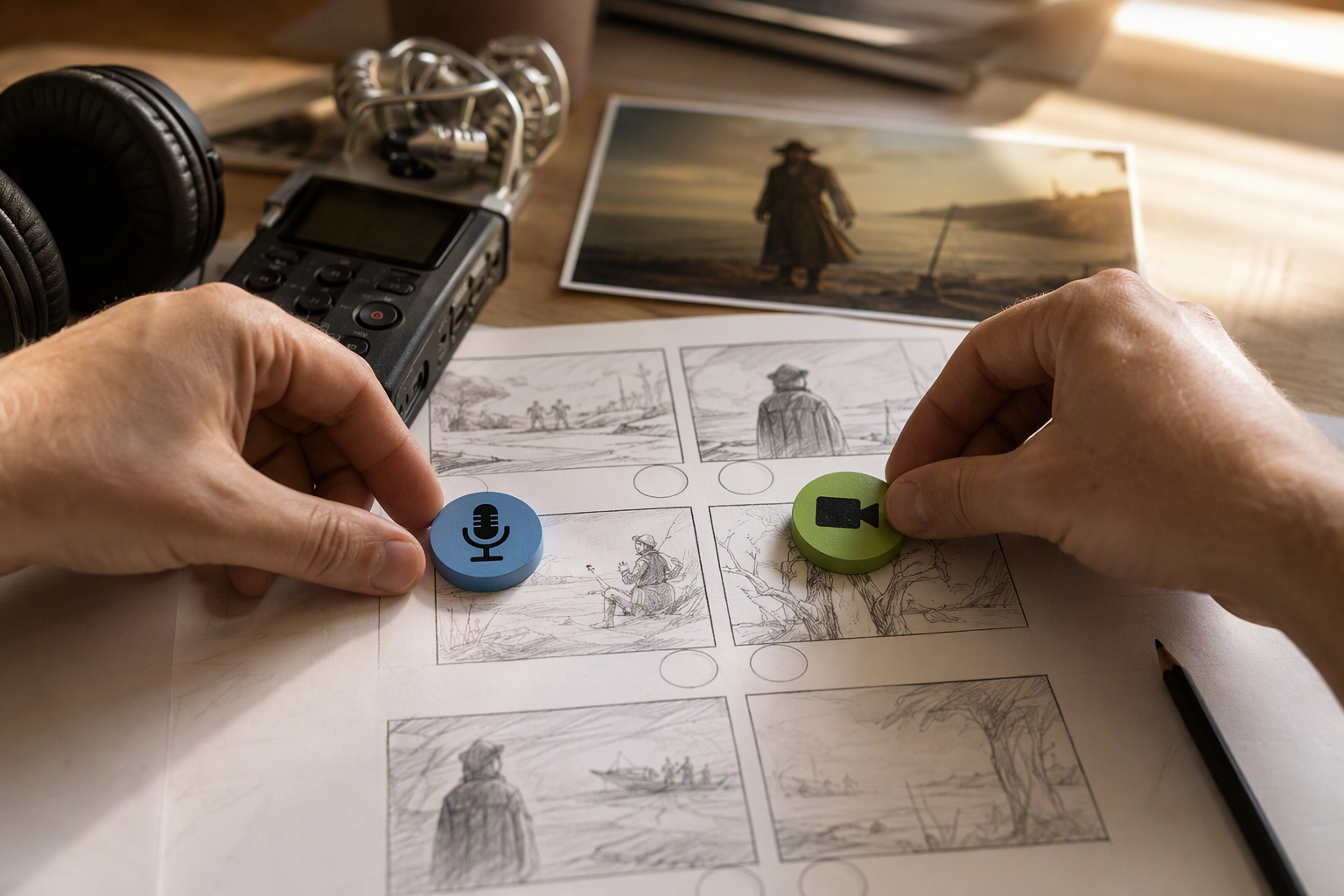 Prompt direction assigning audio focus and video visual reference roles
