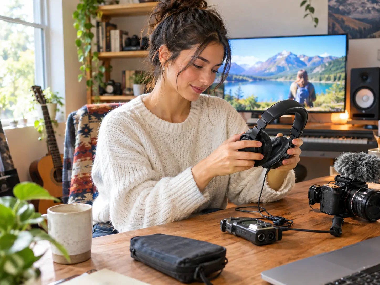 Creator selecting an existing audio file before adding video references