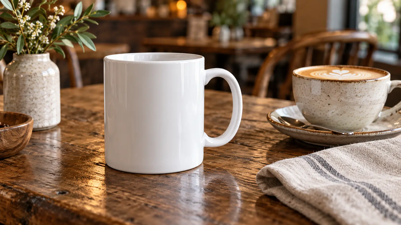 AI add to photo placing a studio product onto a lifestyle table setting
