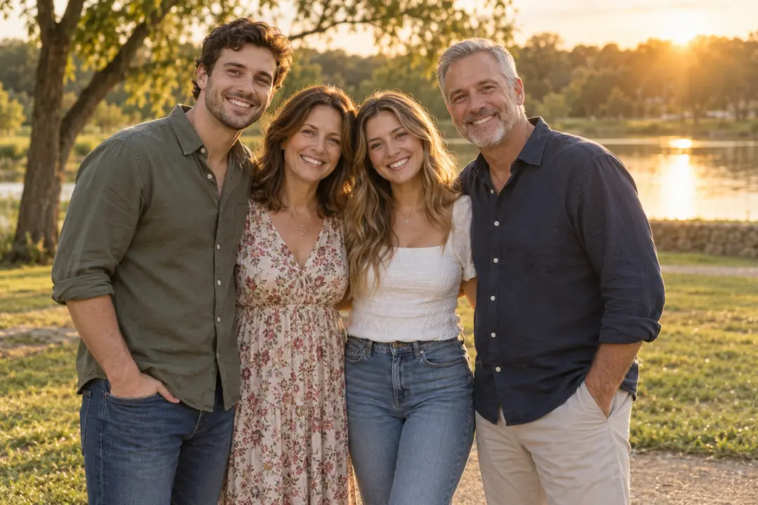AI add to photo completing a family group picture with a missing person