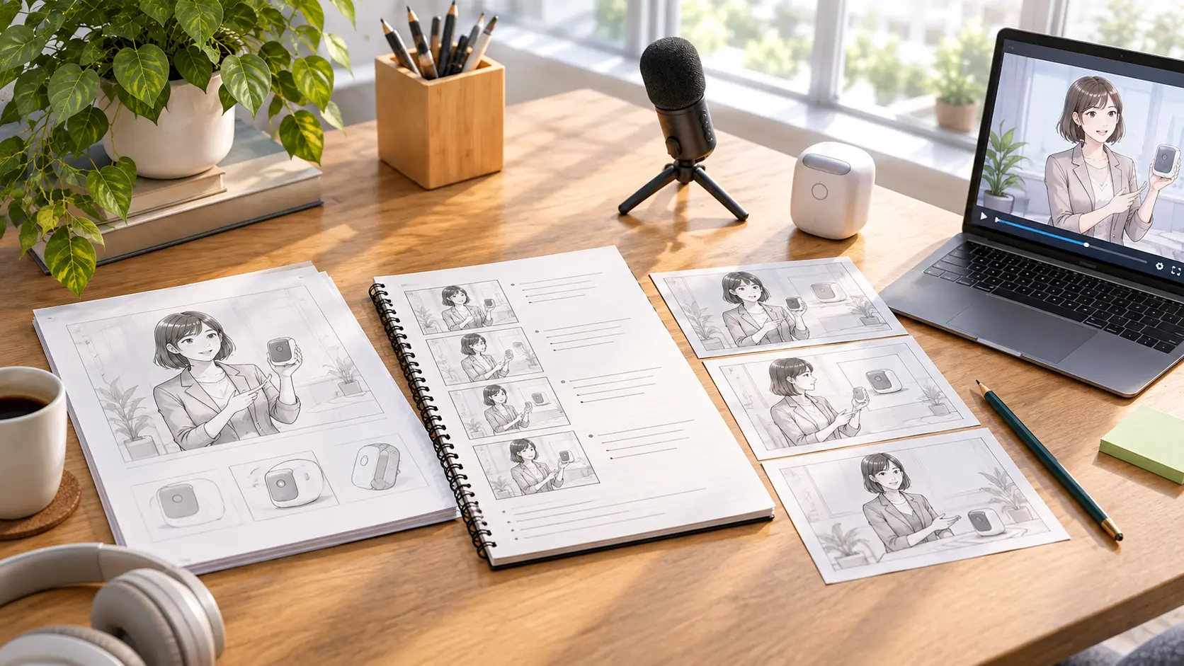 Draft script for a business animation with product and training message notes