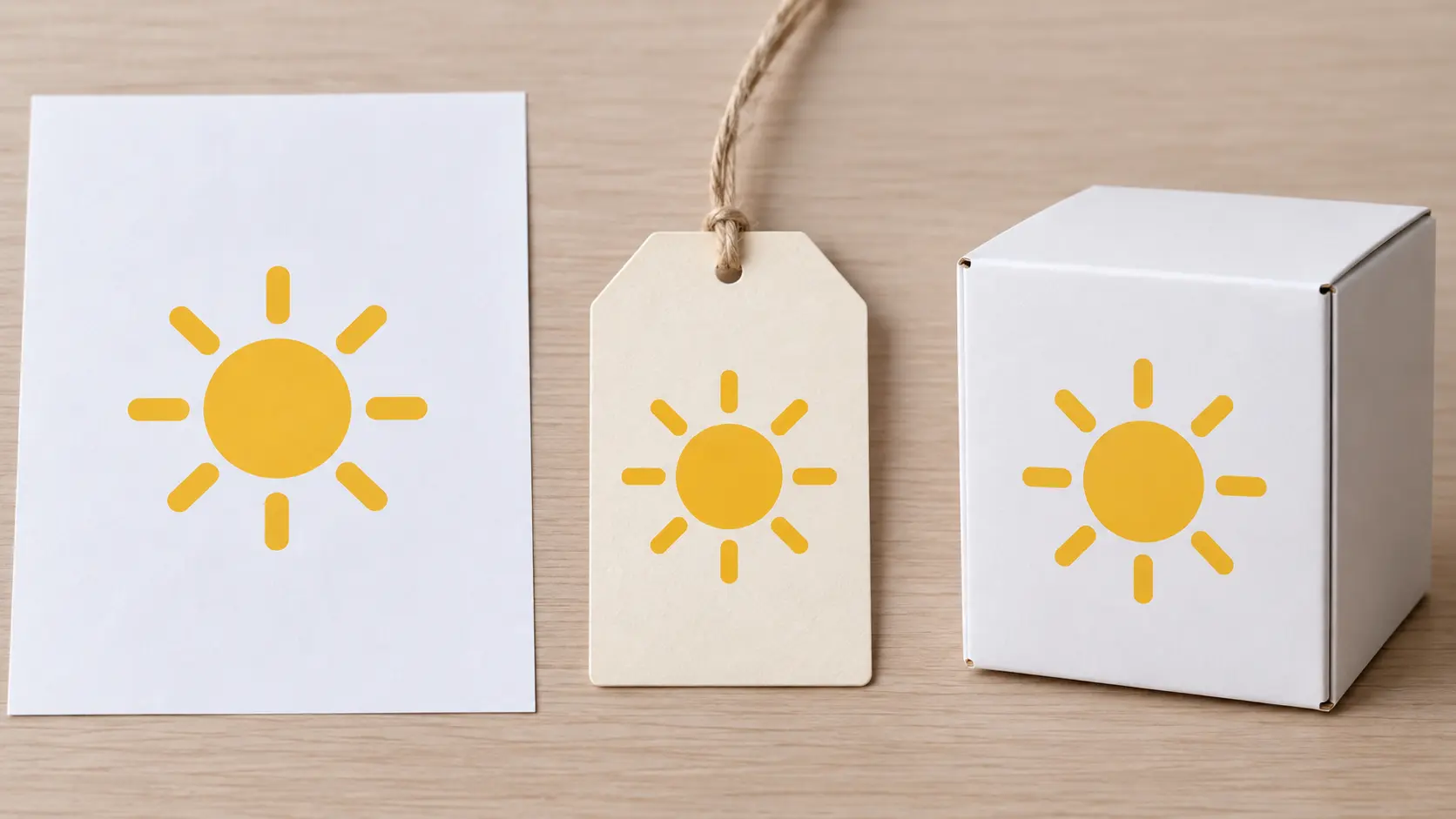 AI clipart shapes placed on a document page and a label at real size