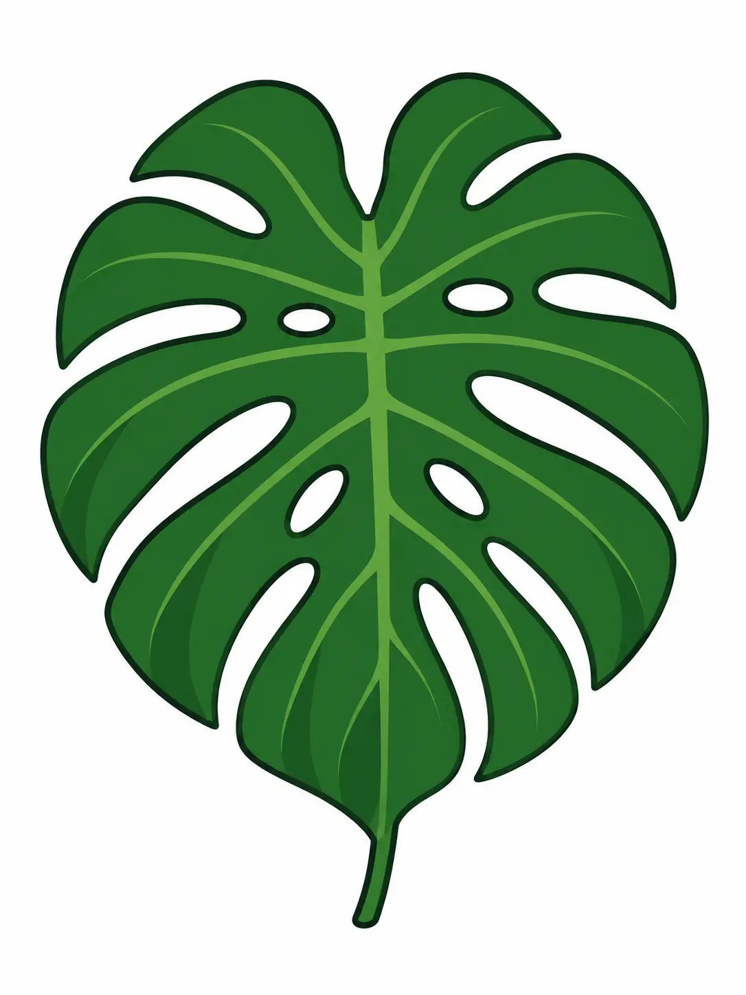 AI clipart generator stylized monstera leaf with a clean outline and flat green tones