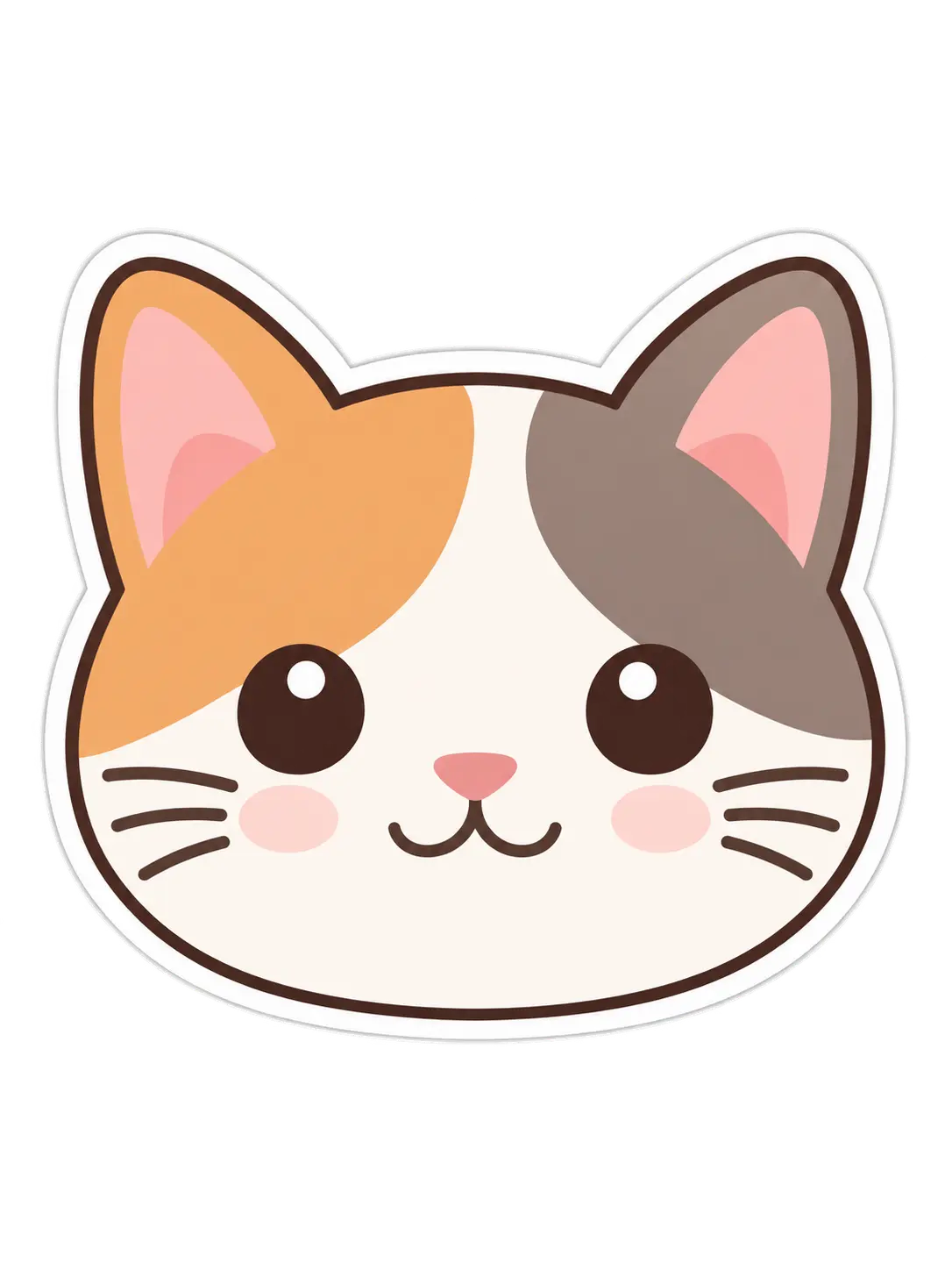 AI clipart generator cat-face sticker shape with a smooth contour border