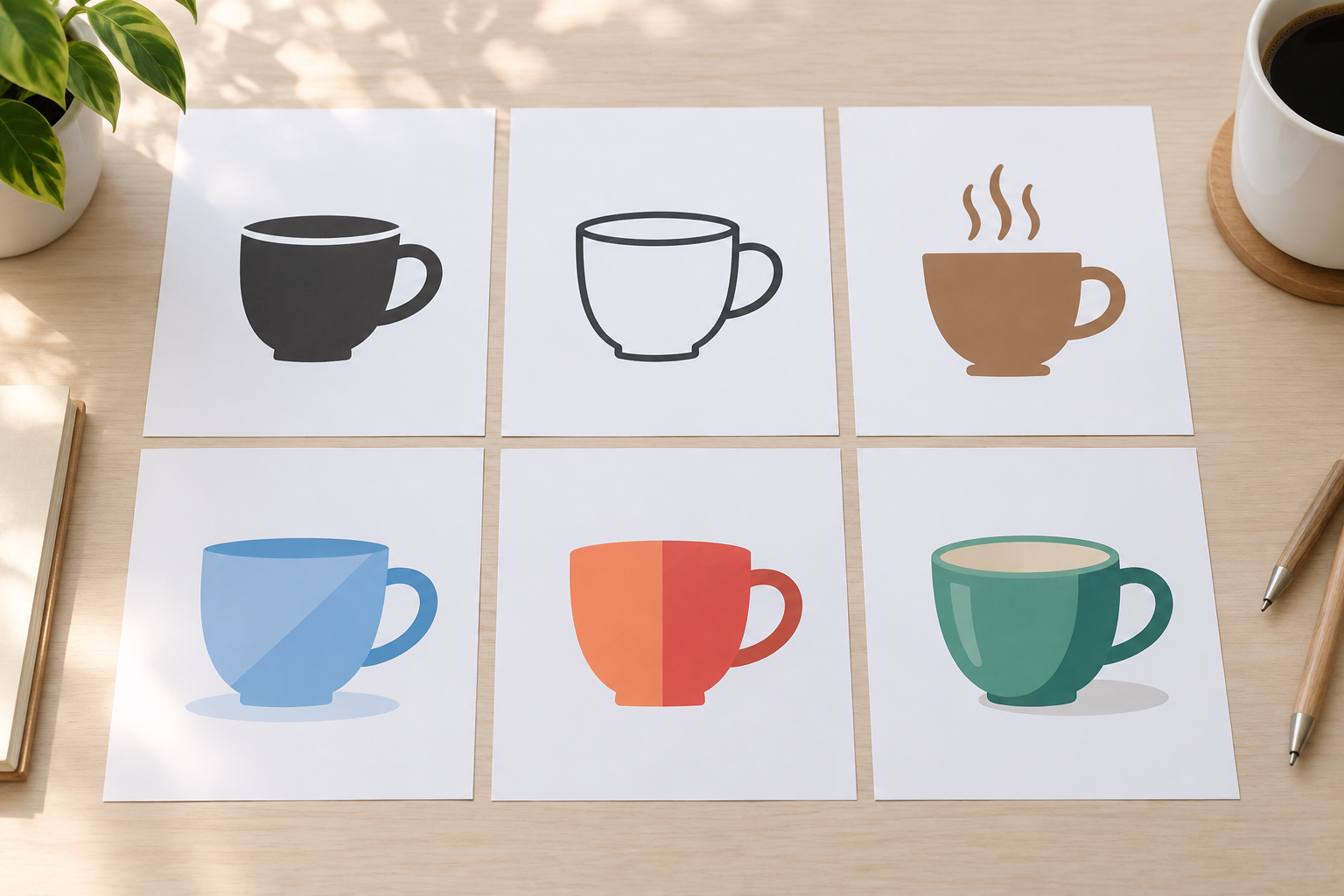 Several AI clipart generator candidates compared side by side at small size