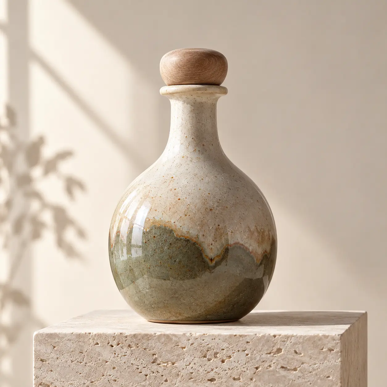 Ceramic bottle product scene generated from a studio lighting prompt