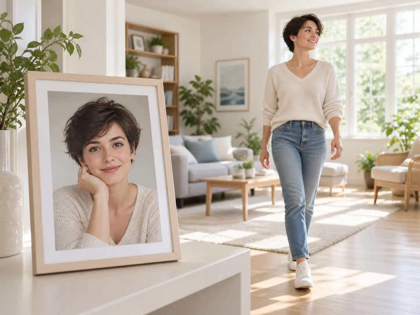 Character portrait displayed beside a scene showing the character in motion