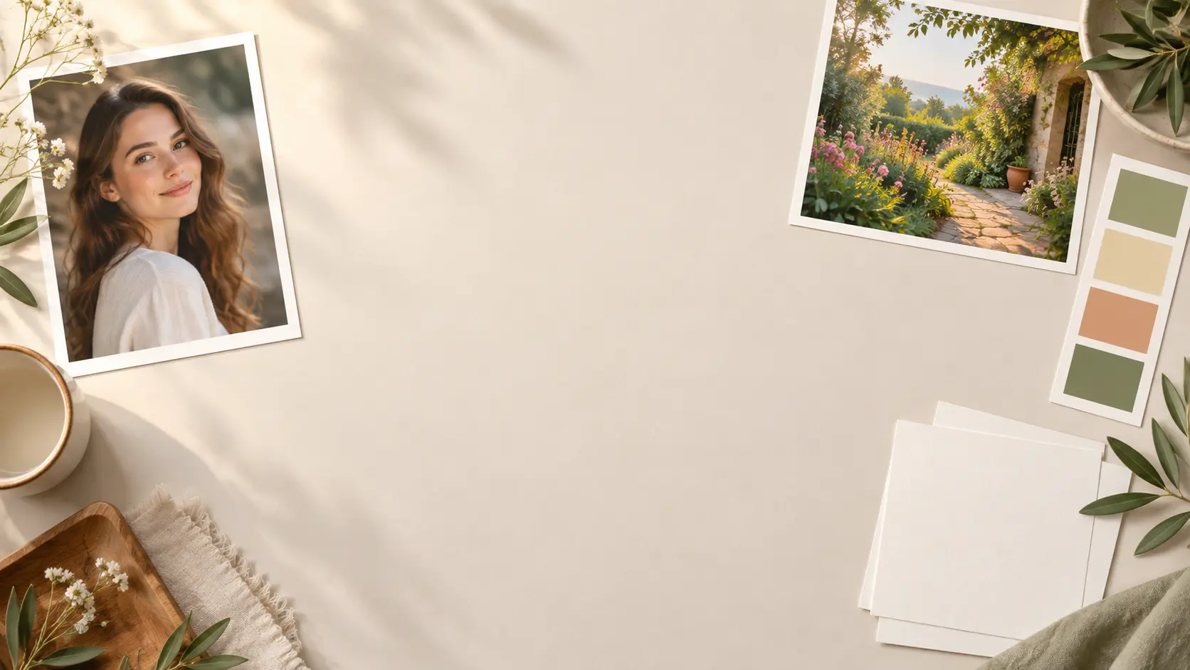 Photo changing workspace with an original portrait, color swatches, and a bright scene reference