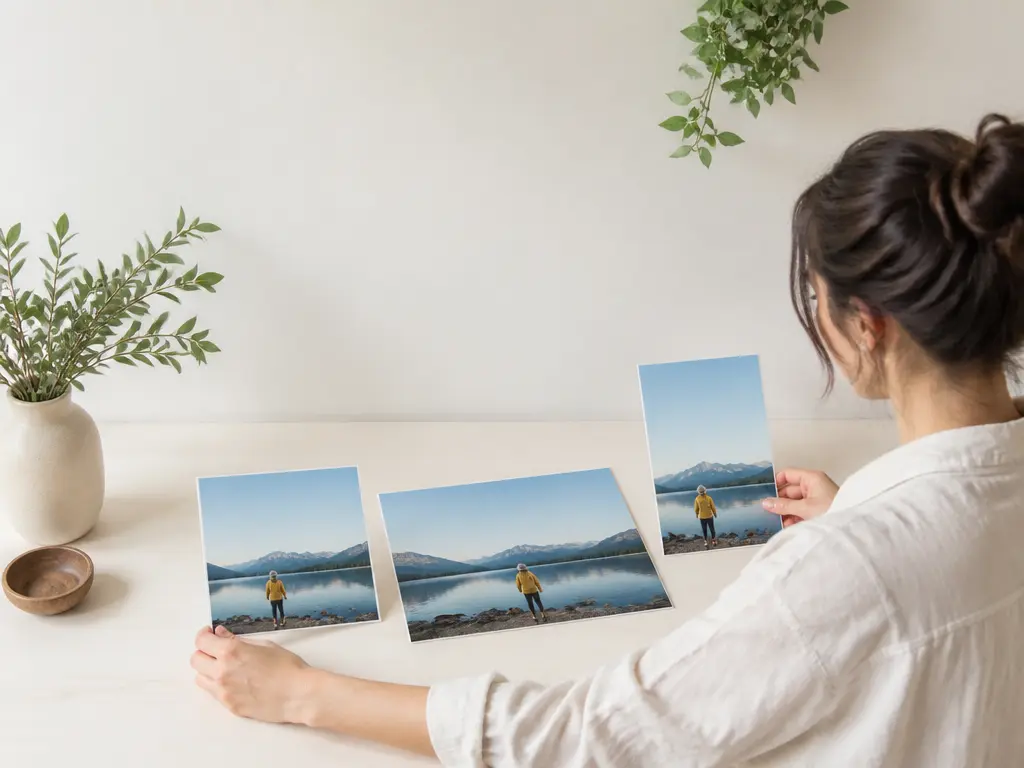 Social creator arranging expanded photos for different post formats