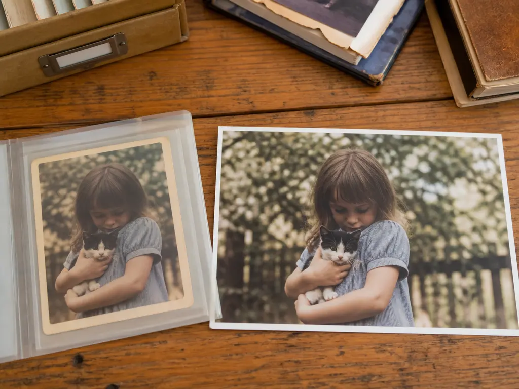 Family photo historian comparing an original crop with an AI Photo Extender version