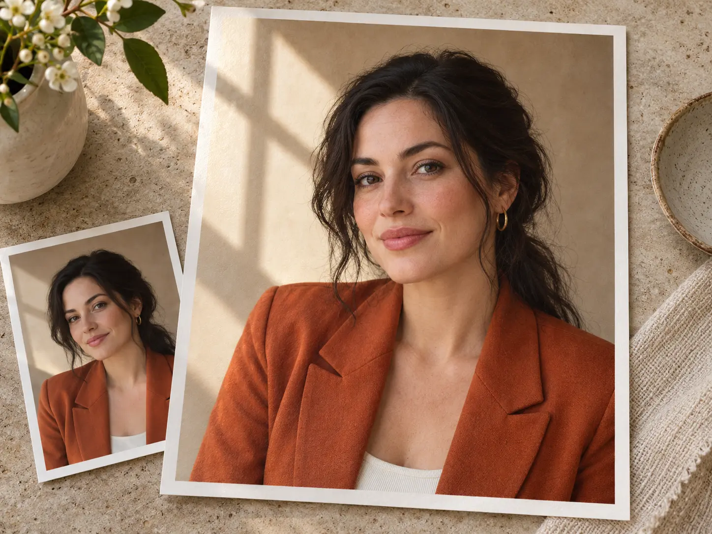 AI picture generator from photo result showing a detailed portrait built from an uploaded reference photo