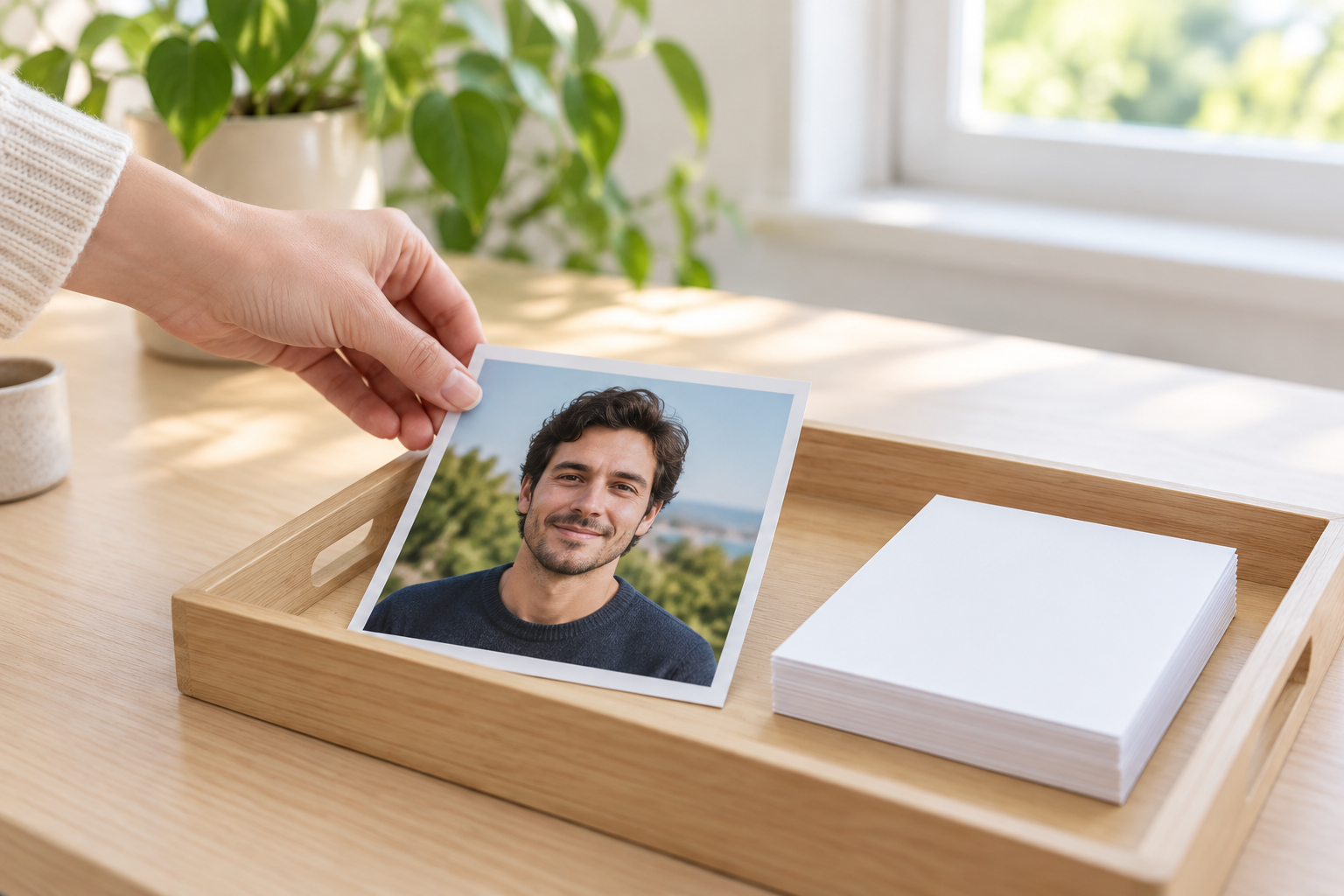 A clear portrait photo being uploaded as the reference for the AI picture generator from photo