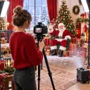Creator planning a vertical Santa clip with scene notes, music cues, and reference images
