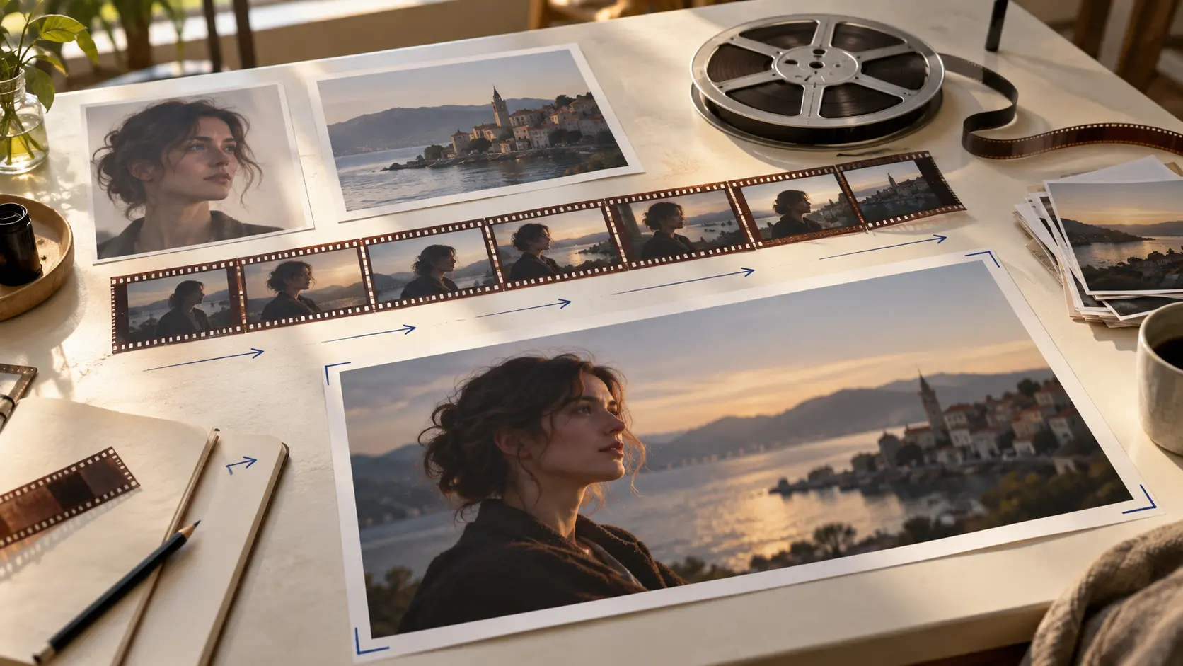 Creator planning video scenes with images, audio references, and an MP4 preview