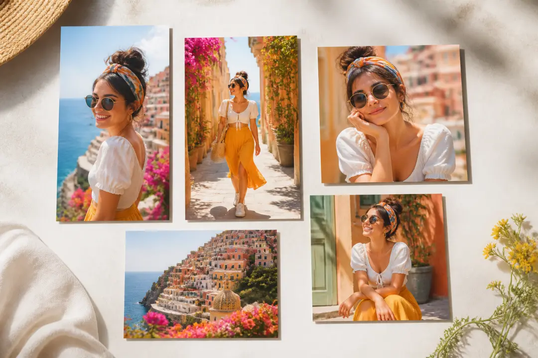 Lifestyle video scene adapted into several social framing variations