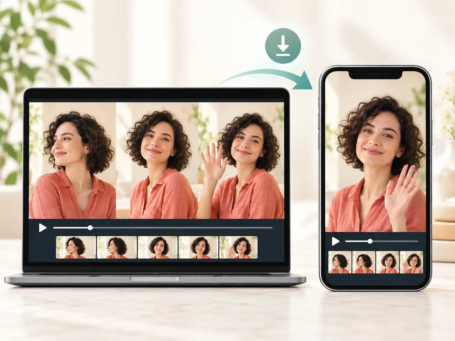 The same animated photo sequence previewed in landscape and portrait video frames
