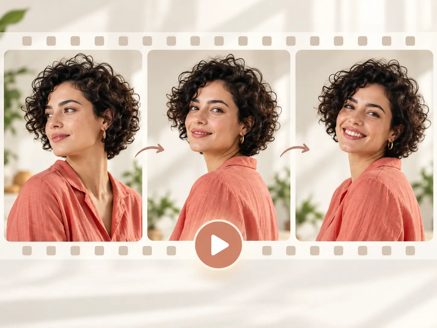 One still portrait becoming a sequence of animated video frames