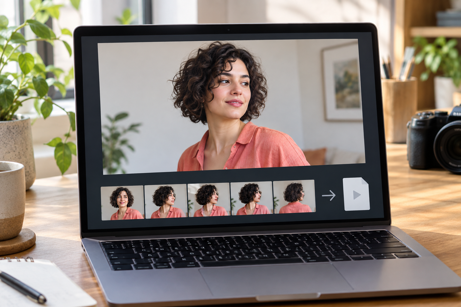 Animated portrait preview with consecutive frames ready for MP4 export