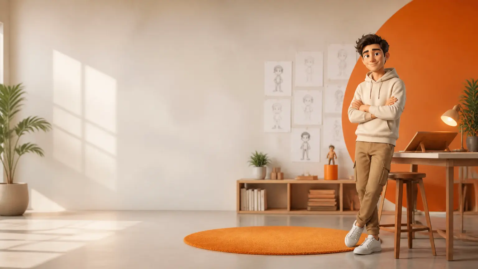 Bright creative video scene for Animated Character Generator