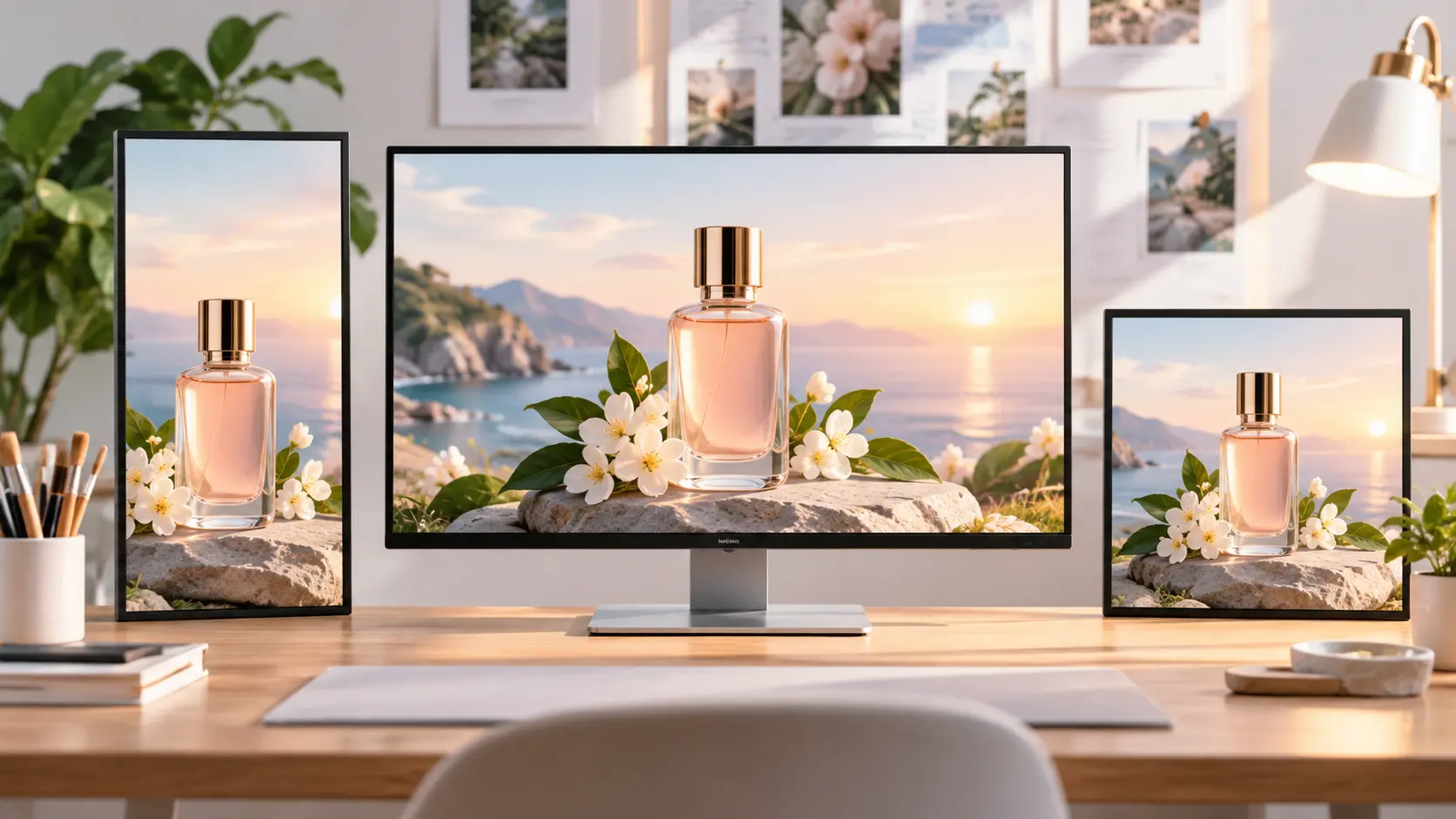 Animated product scene displayed in landscape, vertical, and square frames