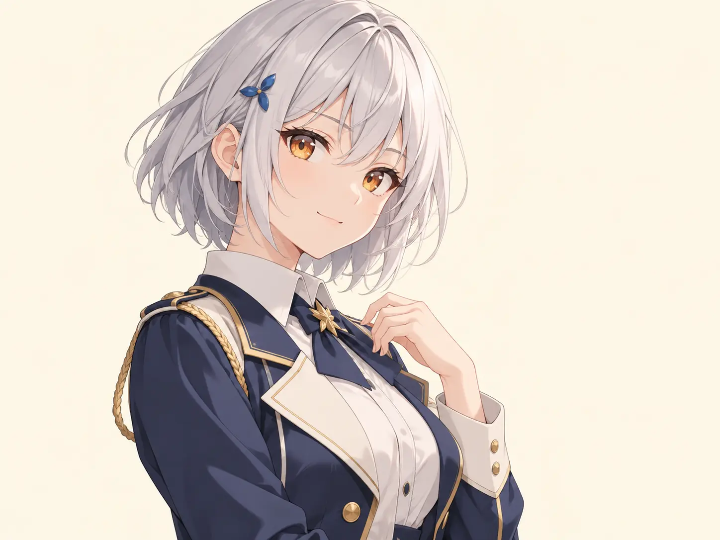 Anime character creator portrait showing a consistent face, hairstyle, and outfit identity