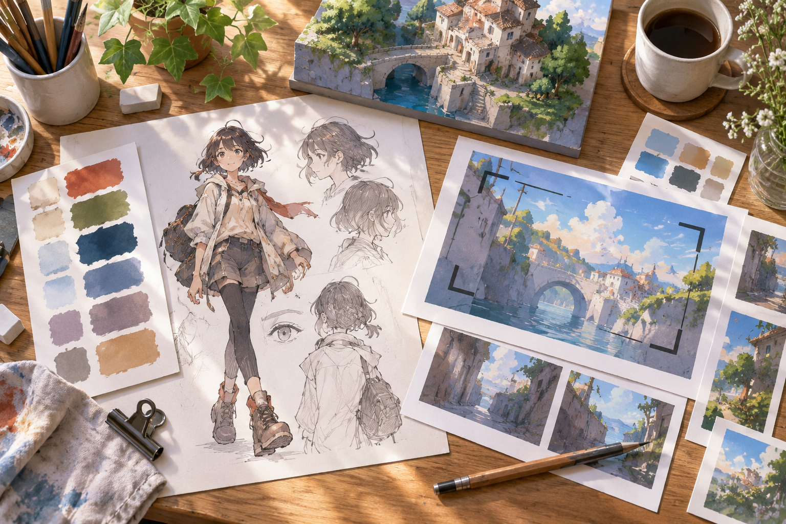 Creator choosing template preset or prompt for an anime intro concept