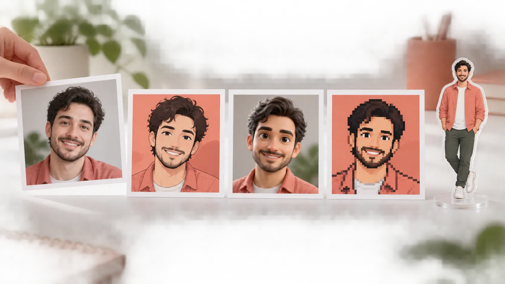 Square profile avatar export with transparent background preview and four candidates