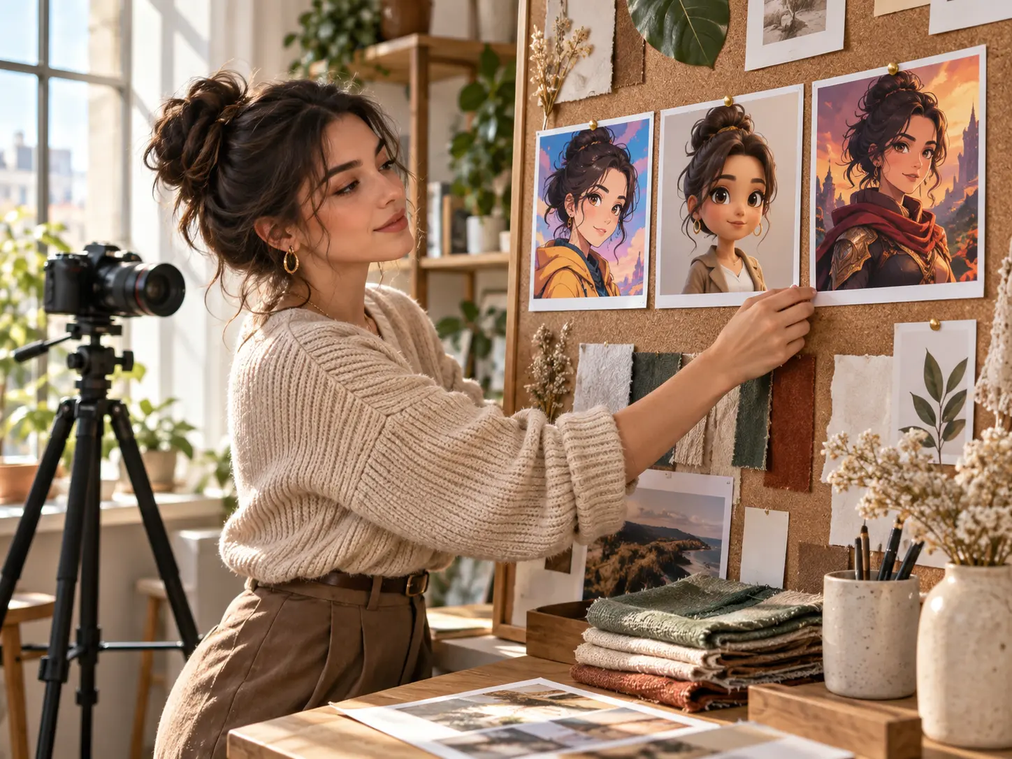 Social creator choosing a campaign style for a square avatar portrait in VideoAI