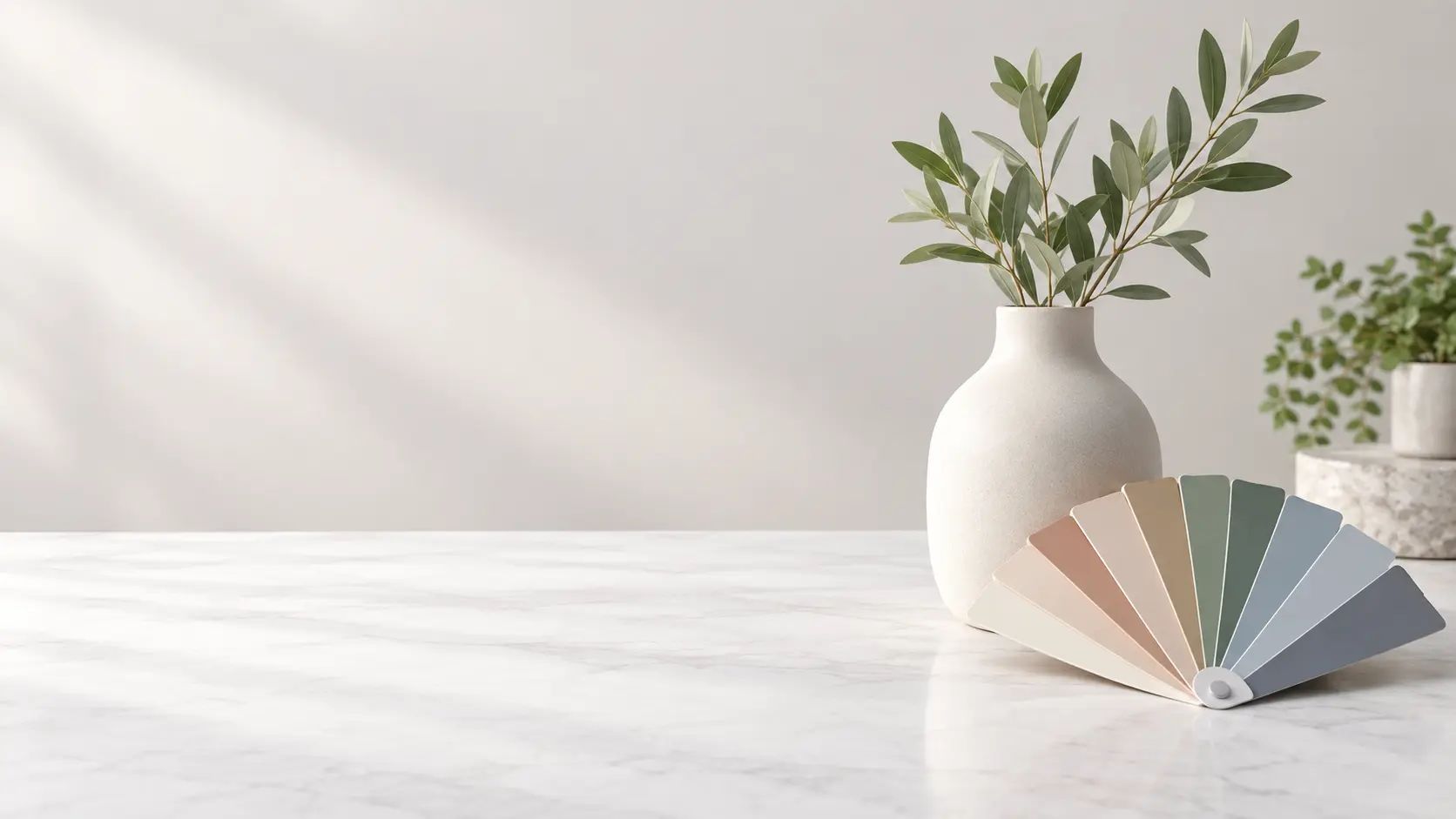 Bright studio surface with coordinated color cards and a clean product cutout