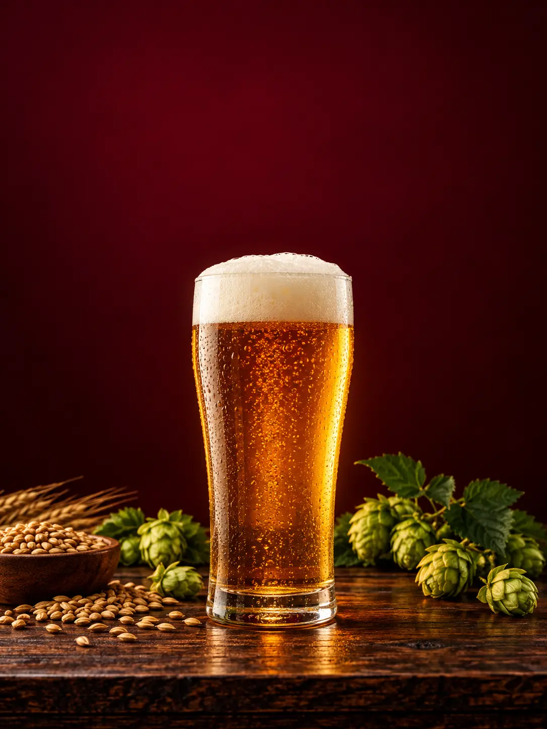 Beer poster maker output showing an Oktoberfest stein with warm amber lighting and hop details