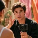 Social creator directing a vertical video shoot on location