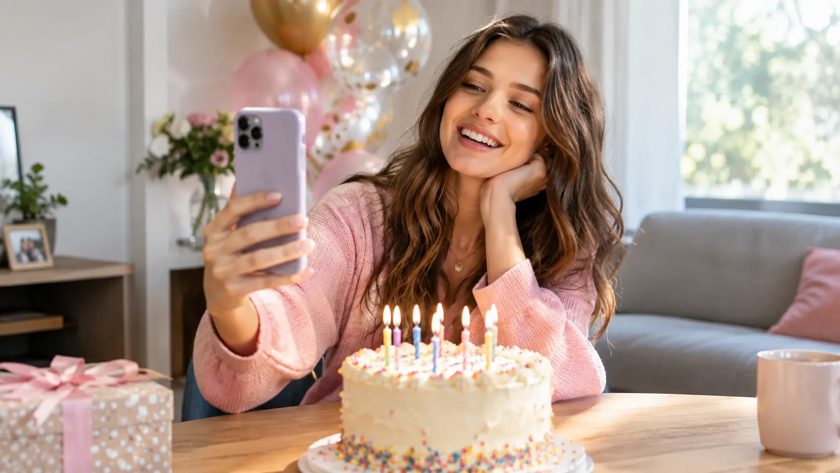 birthday reels video production setting with an open area for a call to action