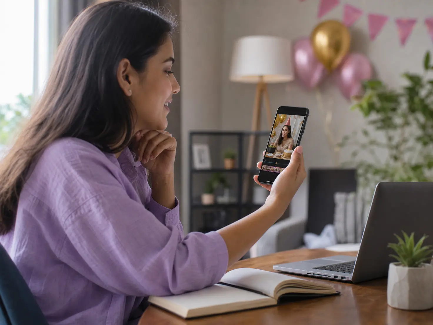 Vertical birthday video with portrait photos, a name and a short wish.