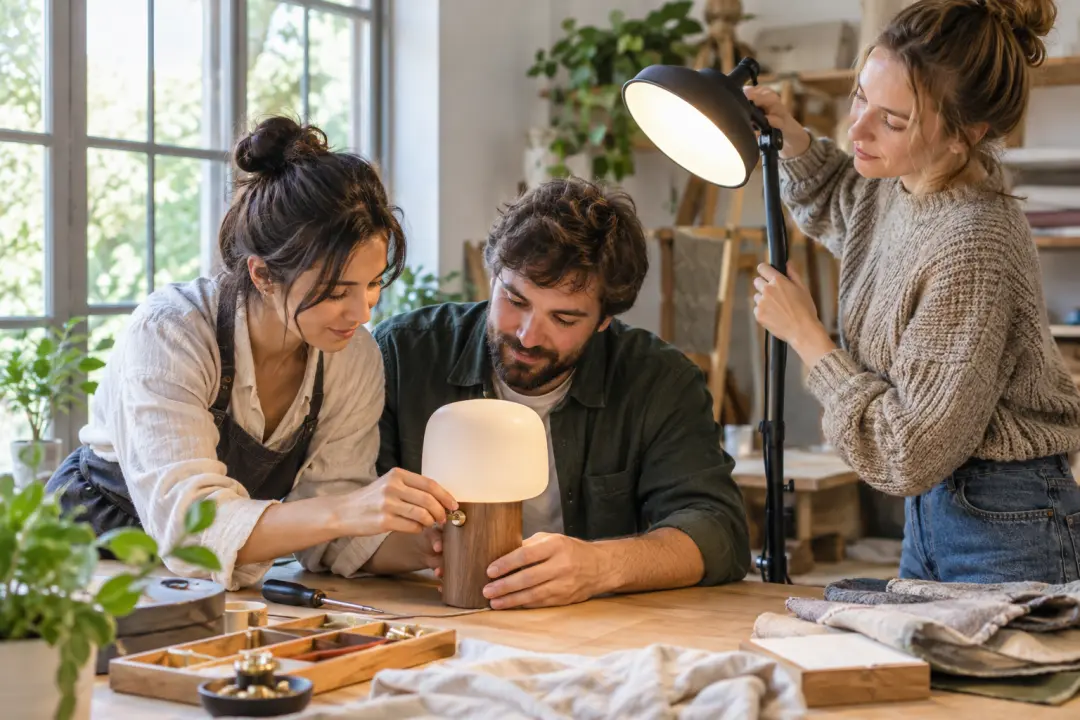 Creative team working together in a scene for a brand values video