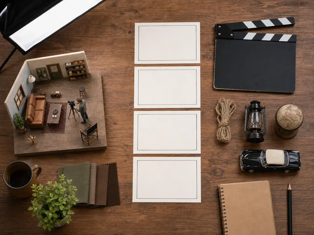 Creator planning timed scenes and visual references for a brand video
