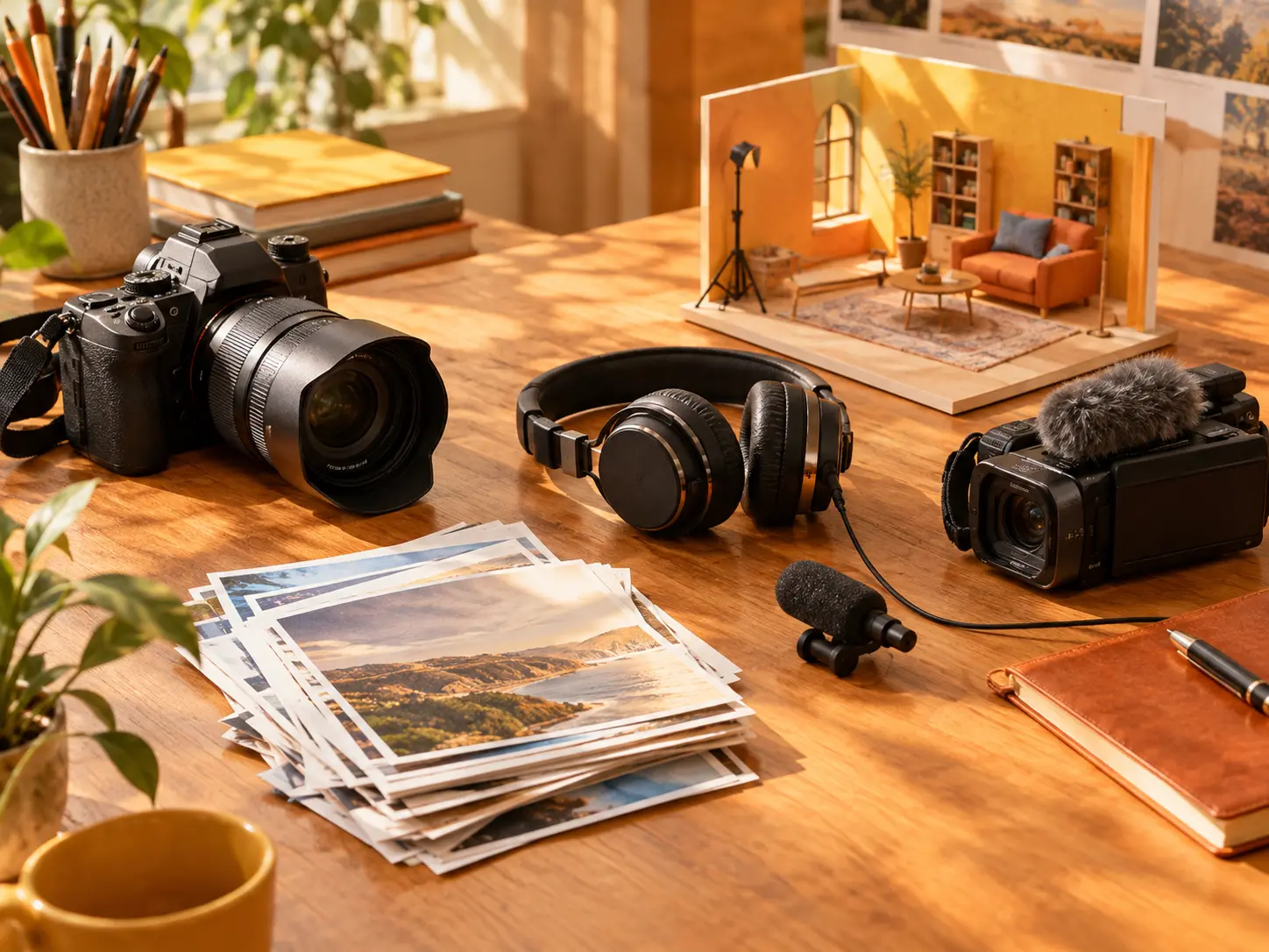 Text, image, video, and audio references arranged for branding video