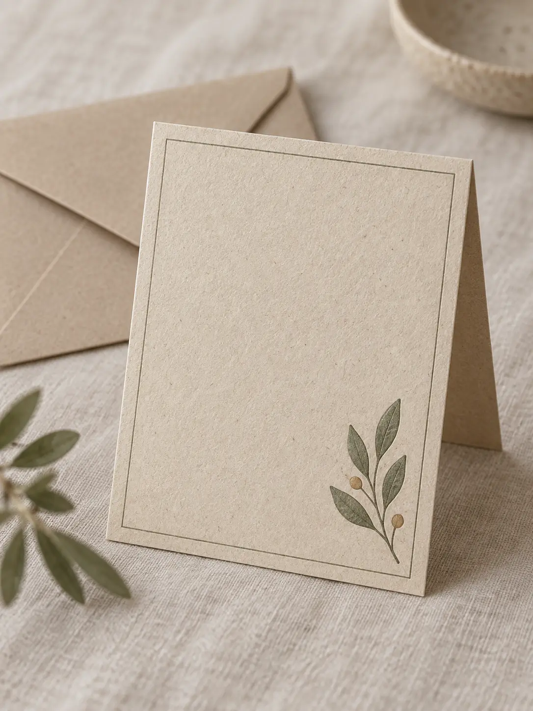Card maker laying out a warm thank-you card with a small illustrated motif
