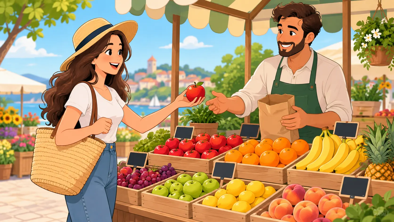 Cartoon social-content visual featuring a colorful street-food scene