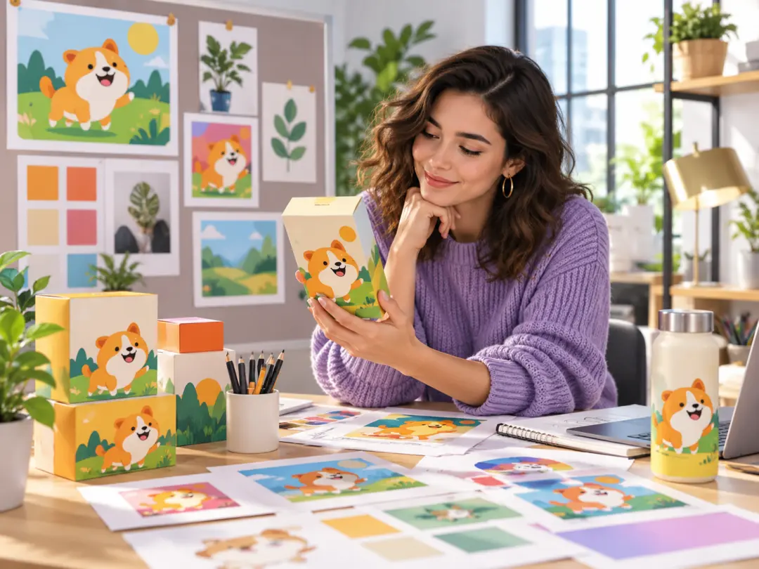 Product marketer arranging launch points for a cartoon MP4 video preview