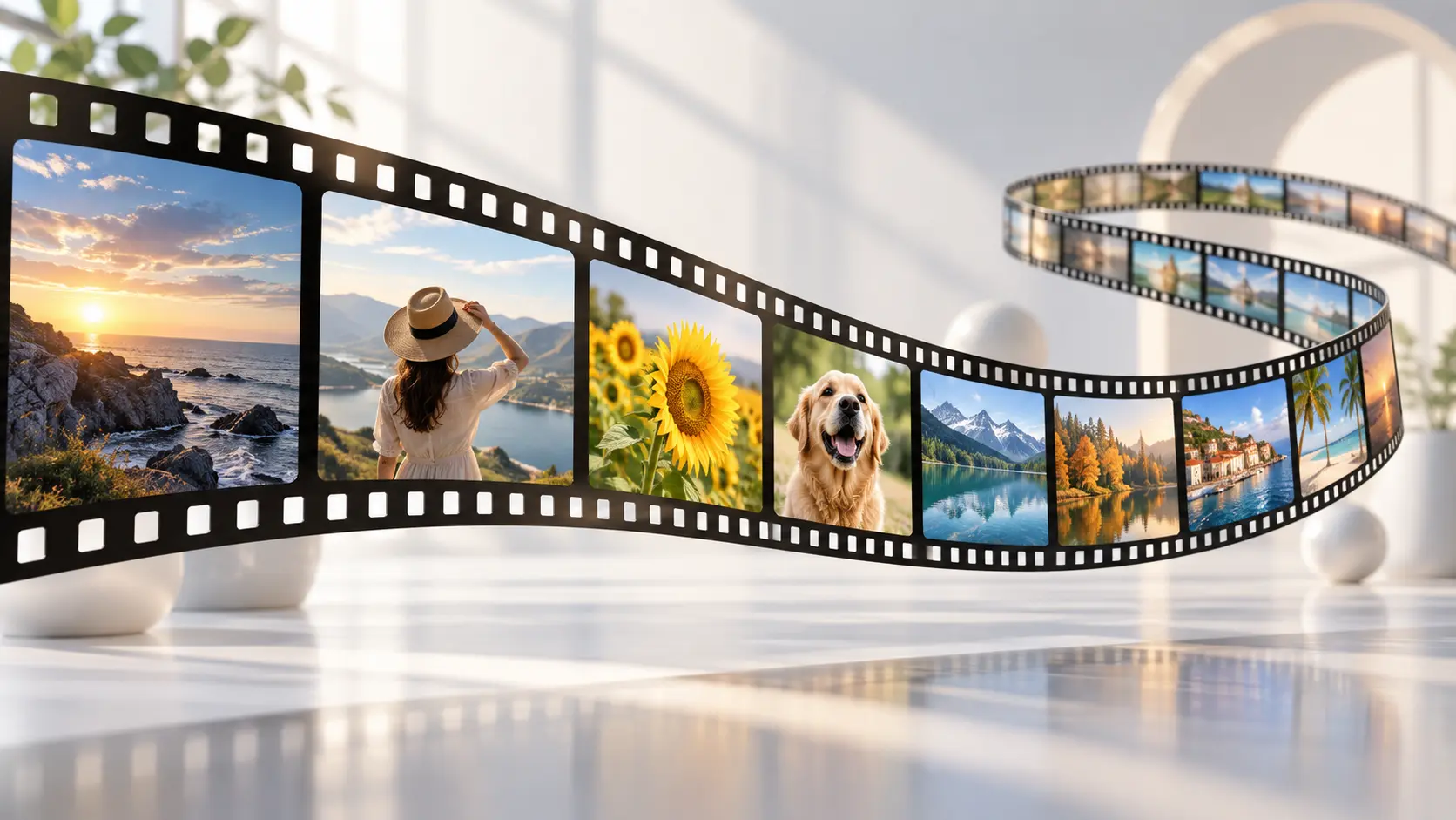 Storyboard timeline with timed scenes, channel text, and a subscription prompt