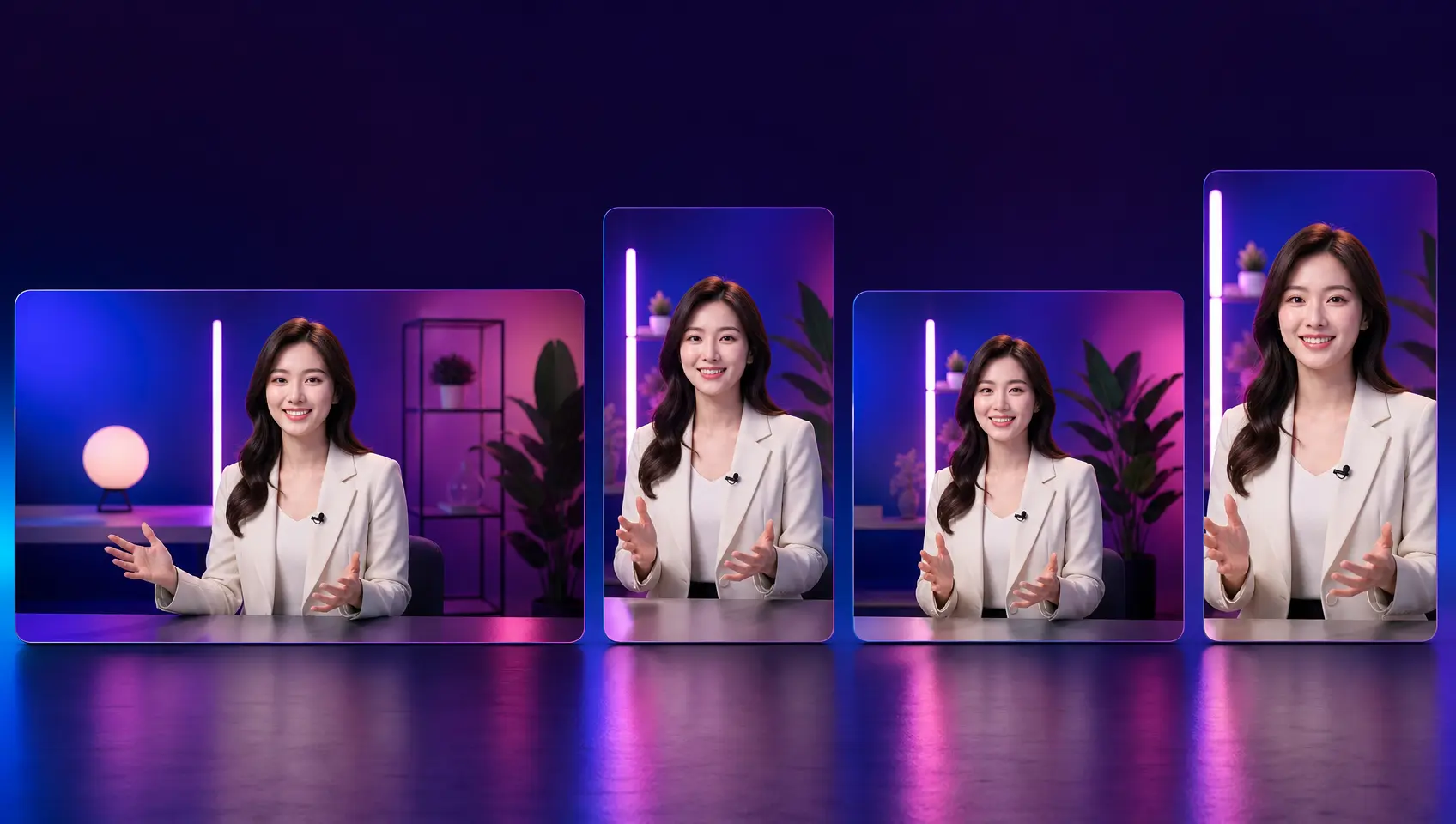 4K MP4 channel trailer previews in 16:9, 9:16, 1:1, and 4:5 formats