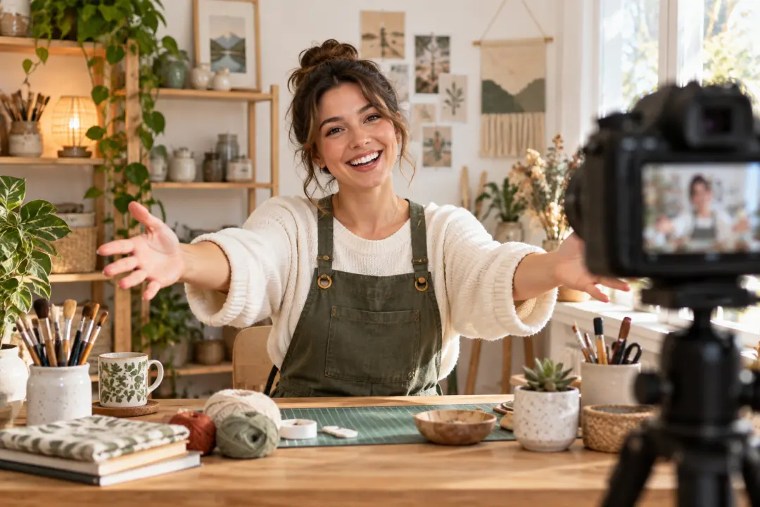 Welcoming creator channel trailer filmed in a bright personal studio