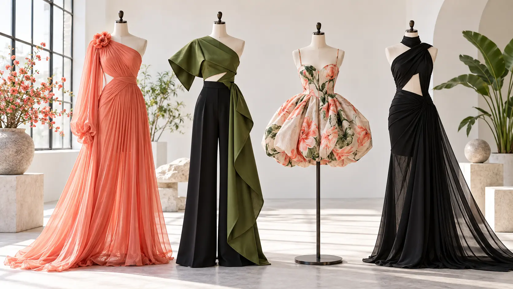 Contemporary apparel design concepts arranged as a cohesive mini collection