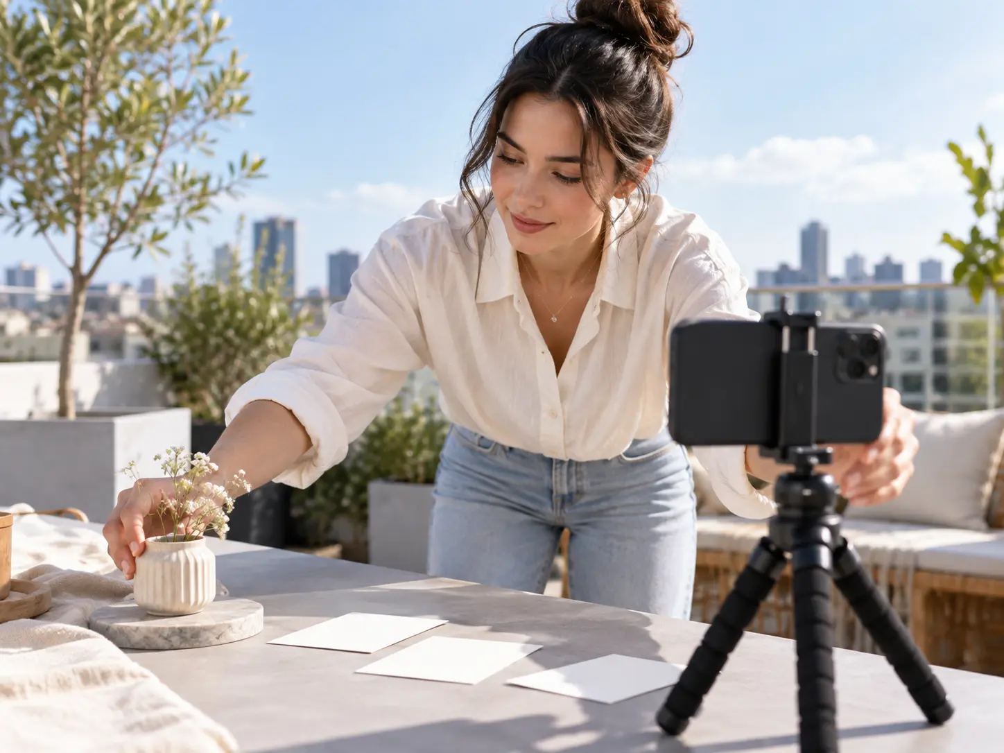 Social creator planning a video opening with a clear subject and movement